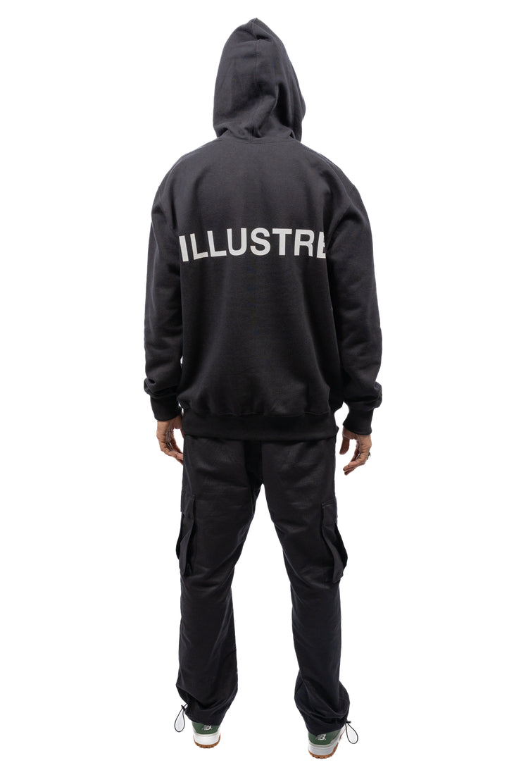 Basic Big Logo Heavy Oversized Hoodie Black