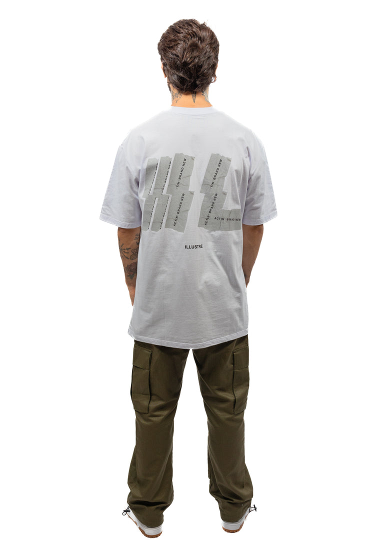 Icon Silver Tape Oversized Tee White