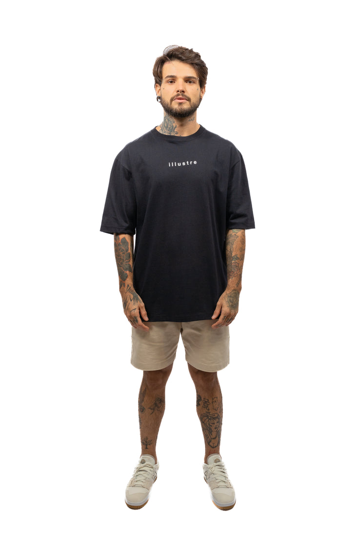 Basic Minimalist Logo Oversized Tee Black